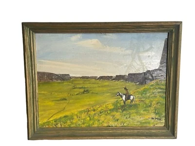 Pintura al óleo firmada por artista de colección antiguo río Columbia prehistórica nativa americana Foto 1 de 4