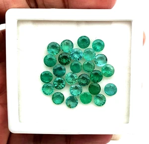 Natural Zambia Emerald Round Cut Loose Gemstone Lot 5 Pcs 6 MM 4 CT - Picture 1 of 5
