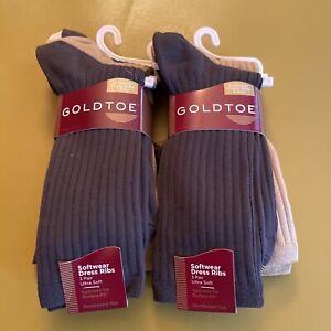 Gold Toe Mens Dress Socks Blue Size 10-13 Solid 4 Pack Assorted $22 #304