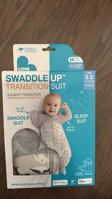 Traje de transición Love To Dream Swaddle Up mediano 13-19 libras gris pingüino 3,5 TOG Foto 1 de 2