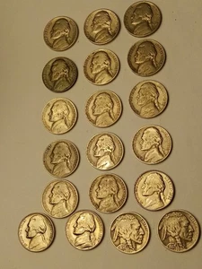 Jefferson Nickels Mostly Mint Marks plus 2- Buffalo Nickels. Lot of 19. - Picture 1 of 9