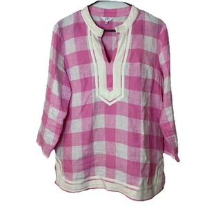 Crown And Ivy Damen Leinen Rosa Top Größe L - Bild 1 von 5