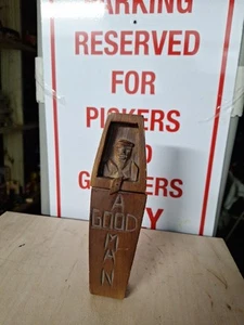 Vintage Carved Wood Folk Art “A Good Man" Funny Novelty Woody Peep Show - Picture 1 of 6