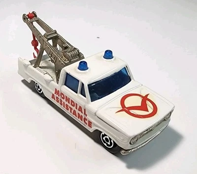 Majorette White Dodge Pickup Tow Truck 1/60 Diecast Mondial Assistance Wrecker - Image 1 of 4