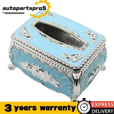 Silver Blue Luxury European Style Tissue Box Holder For Coffee Tables - Image 1 of 4