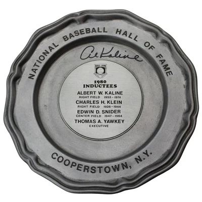 Al Kaline Signed 1980 National Baseball Hall of Fame Pewter Induction Plate! - Image 1 of 2