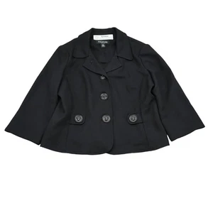 Perceptions Jacket Womens 10P Petite Black Business Casual Button Front Pea Coat - Picture 1 of 15