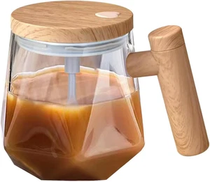 Self Stirring Coffee Mug, Electric Glass Mixing Cup with Handle & Lid, High Spee - Picture 1 of 12