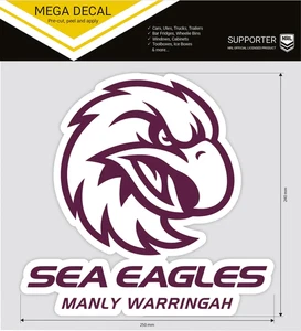 62511 MANLY SEA EAGLES NRL CLUB LOGO LARGE PRE CUT CAR SPOT STICKER DECAL - Picture 1 of 1