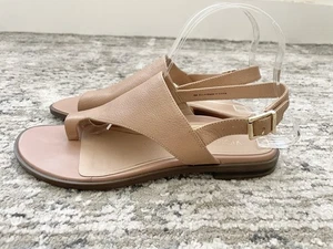 Vionic Tumbled Leather Toe-Loop Sandals Ella Tan Size 8 M Womens - Picture 1 of 9