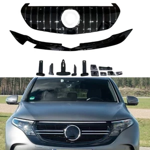 Car Front Bumper Grille Grill Kit Set For Mercedes Benz EQC 293 2022-2024 Black - Picture 1 of 6