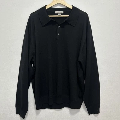 Linea Uomo Sweater Lightweight Pullover Black Collar Long Sleeve Sz 2X - Image 1 of 4
