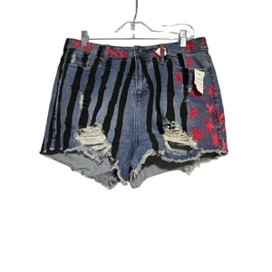 Her Universe Jean Shorts Birds of Prey Harley Quinn Destructed Denim Size 9 - Picture 1 of 5