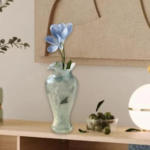 Glass Flower Vase Handmade Table Centerpiece for Shelf Living Room Entrance - Picture 1 of 7