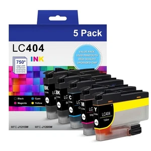 Paquete de 5 cartuchos de tinta LC404 para Brother MFC-J1215W J1205W alto rendimiento (2BK/C/M/Y) - Imagen 1 de 2