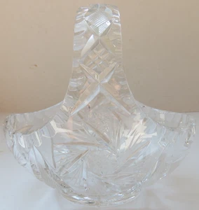 Clear Etched Cut Crystal Glass Basket Jon Crystal Decorative Bowl - Picture 1 of 5