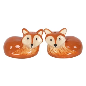 Ceramic Fox Salt and Pepper Shakers Woodland Animals Kitchenalia Cottagecore - Picture 1 of 4