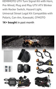 KEMIMOTO UTV Turn Signal Kit, Universal UTV ATV Street Legal Turn Signal - Picture 1 of 8