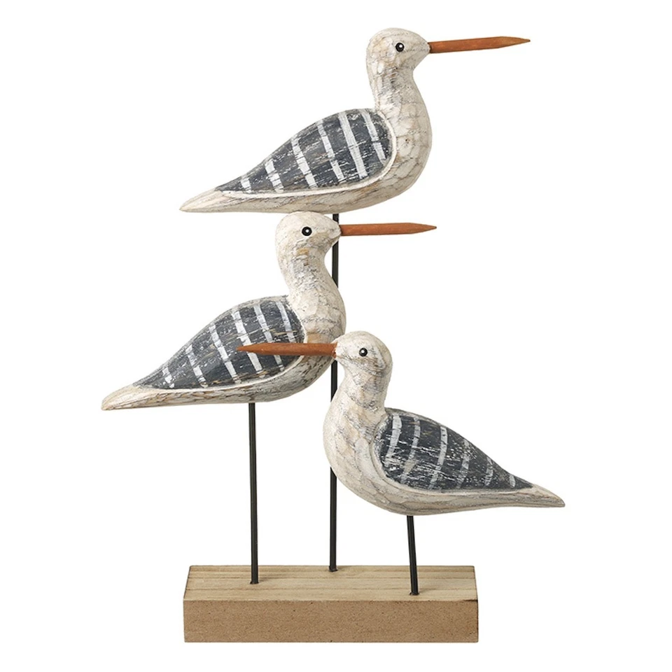 Wooden Seabirds Nautical Bathroom Ornament Rustic Design Unique Home Accessory - Image 1 of 1