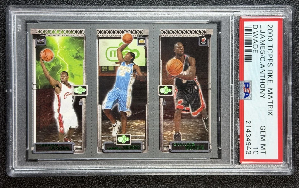 LEBRON JAMES CARMELO ANTHONY DWYANE WADE PSA 10 2003-04 TOPPS ROOKIE MATRIX RC - Image 1 of 2