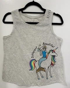 New Justice Mermaid Unicorn Different is Beautiful Rainbow Tank Top Sz 18/20 - Picture 1 of 4