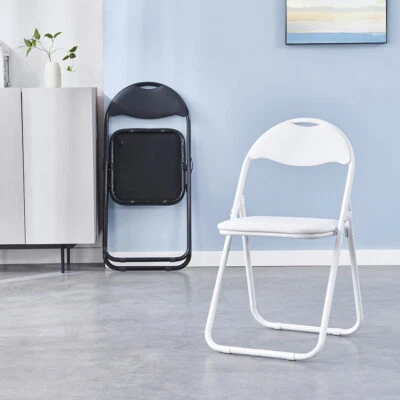 Set of 2/4/6/8 Folding Chair Padded Faux Leather Chair Home Office Dining Chairs - Image 1 of 3