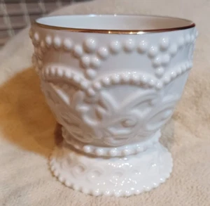 VTG LENOX IVORY VASE BEADED IRISH DESIGNED RAISED PORCELAIN w/GOLD TRIM-3 1/4"T - Picture 1 of 8