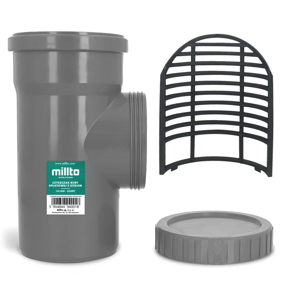 Fallrohrfilter DN 100 Ø 110 mm Grau Regenrohfilter Mit Sieb Regenrohrablauf  - Bild 1 von 4
