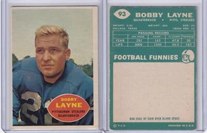 1960 Topps Football Card # 93 Bobby Layne Pittsburgh Steelers QB VG - Picture 1 of 1