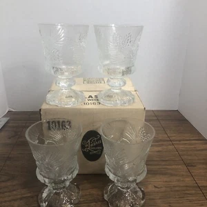 4 Indiana Glass Tiara Pinecone PONDEROSA PINE 6" Footed Water Goblets / Glasses - Picture 1 of 7