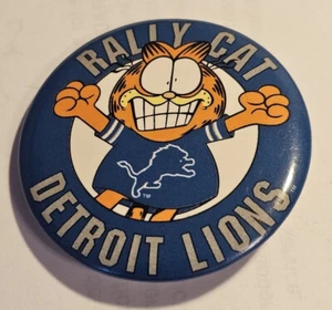 Vintage Detroit Lions Rally Cat Garfield Cat Pinback Button #1574 - Picture 1 of 1