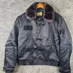 Vintage Police Security Jacket Mens 42 Regular Blue Cold Weather Type CWU 46/P - Picture 1 of 16
