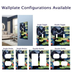 Black Cat in the Water Lilies Wall Plate / Switch Plate / Outlet Cover - Picture 1 of 5