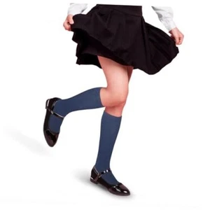 Kids Girls Knee High Socks, Moisture Wicking Cotton School Uniform X-Large Navy - Picture 1 of 8