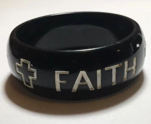 Armreif Christlicher Glaube Kreuz schwarz Armband weiß Einsatz Schriftzug religiös B1 - Bild 1 von 7