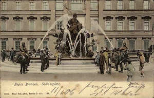 Berlin Kgl. Schloss Schlossplatz Begas Brunnen Leute AK 1906 nach Iserlohn gel. - Bild 1 von 2