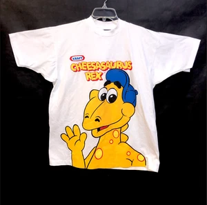 Cheezasaurus artigianale anni 90 vintage made USA Kraft Cheesasaurus Rex XL stampa all over - Foto 1 di 12