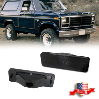Smoke Lens Front Parking Turn Signal Lights For 80-86 Ford Bronco F150 F250 F350 - Image 1 of 4
