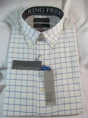 NWT COVINGTON CLASSIC FIT RING FREE WRINKLE FREE DRESS SHIRT,Lemon Meringue Pld - Image 1 of 4