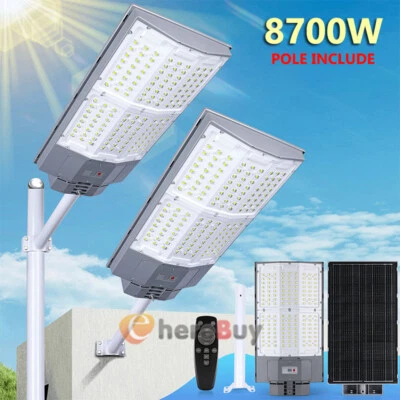 8700W LED Solar Flood Light Motion Sensor Wall Street Yard Outdoor Security Lamp - Image 1 of 4