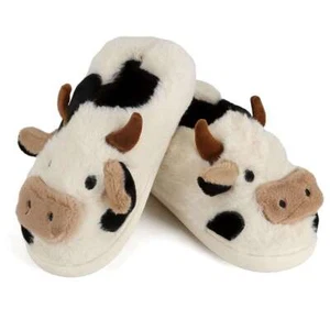 Animal Cute Cow Slippers For Women Girls Fuzzy Plush Cotton Household Slippers - Picture 1 of 11