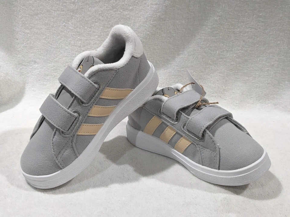 Tenis Adidas Grand Court Thumper CF I gris/melocotón para niños pequeños - talla 6/7/8/9 NWB Foto 1 de 4
