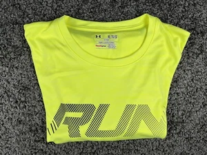 NEW Under Armour Running Shirt Mens XL Fitted HeatGear Lightweight Neon Green - Picture 1 of 9
