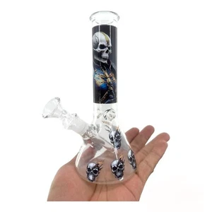 8" Hookah Skull Cartoon Clear Water Glass Bong Shisha Tobacco Smoking Pipes - Picture 1 of 13