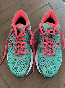 Women's Saucony Guide 9 Running Shoes Sneakers Size 7 US/38 EU Green Pink - Picture 1 of 7