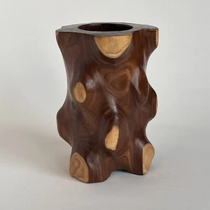 Wood Pot Pencil Or Paint Brush Holder 6.5” Tall Rustic Woods Cabin Cottagecore - Picture 1 of 10