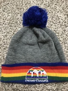 Mitchell & Ness Denver Nuggets blue pom beanie, embroidered logo Rainbow - Picture 1 of 6