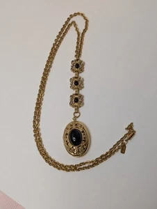 Collar medallón filigrana foto tono dorado marca 1928 de colección cadena colgante en muy buena condición 26" - Imagen 1 de 12