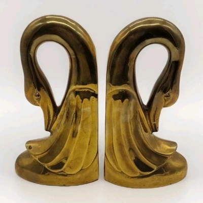 Paar Vintage ☆ poliert Cast Messing ☆ Art Deco ☆ Schwan Buchstützen ☆ um 1950  - Bild 1 von 4
