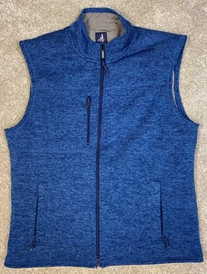 Johnnie O Wes Full Zip Golf Sweater Vest Men's Large Wake Blue Sleeveless - Picture 1 of 8